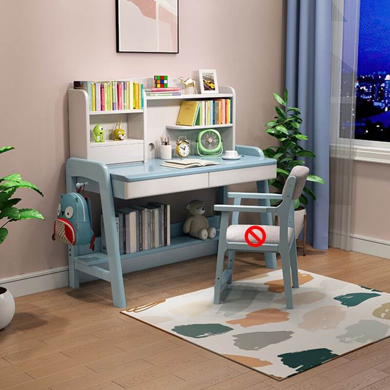 Height-Adjustable Children's Desk with Storage Shelves and Drawers