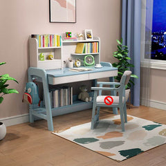 Height-Adjustable Children's Desk with Storage Shelves and Drawers