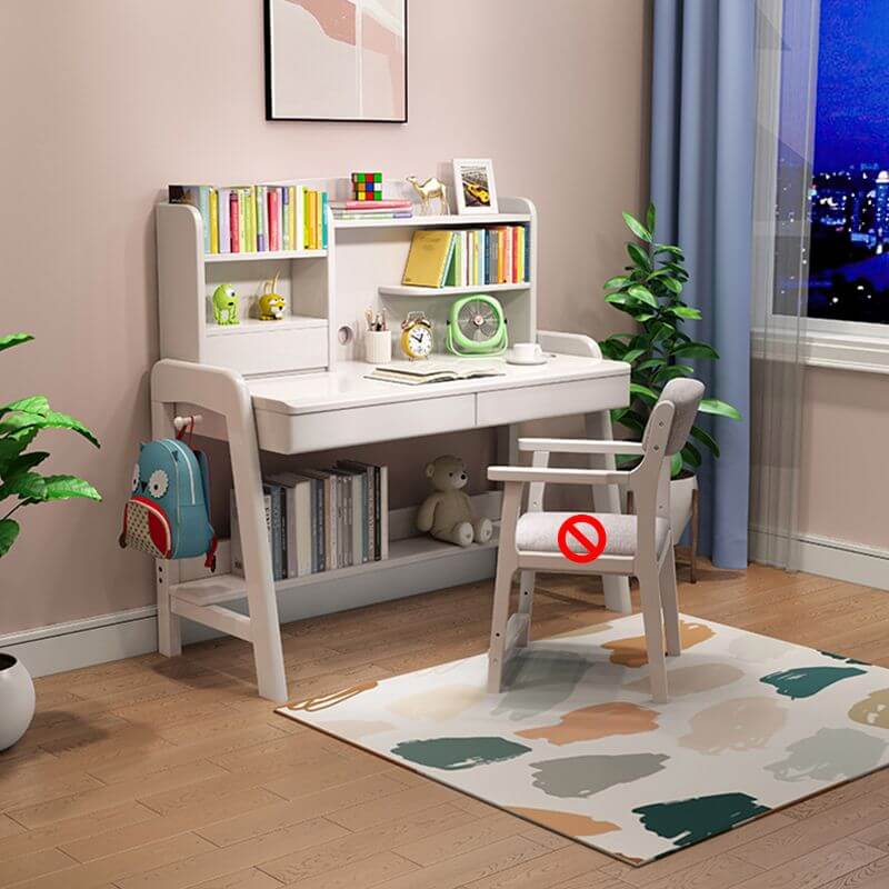 Height-Adjustable Children's Desk with Storage Shelves and Drawers