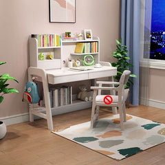 Height-Adjustable Children's Desk with Storage Shelves and Drawers
