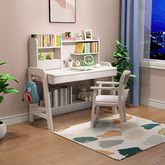 Height-Adjustable Children's Desk with Storage Shelves and Drawers