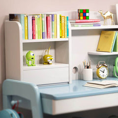 Height-Adjustable Children's Desk with Storage Shelves and Drawers