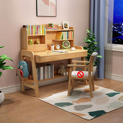 Height-Adjustable Children's Desk with Storage Shelves and Drawers