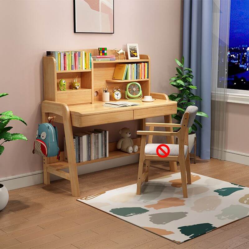 Height-Adjustable Children's Desk with Storage Shelves and Drawers