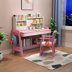 Height-Adjustable Children's Desk with Storage Shelves and Drawers