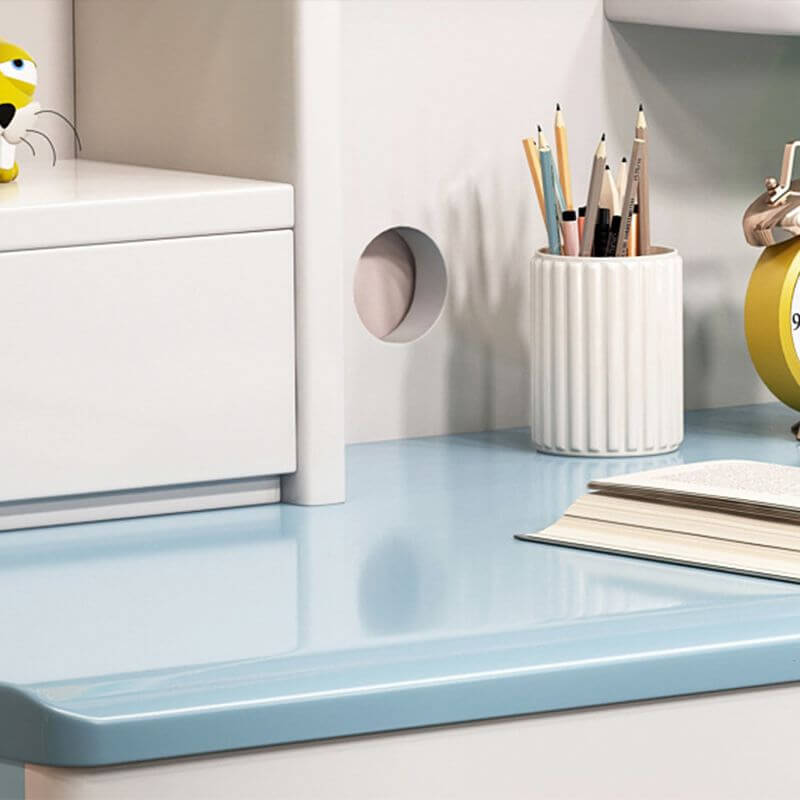 Height-Adjustable Children's Desk with Storage Shelves and Drawers