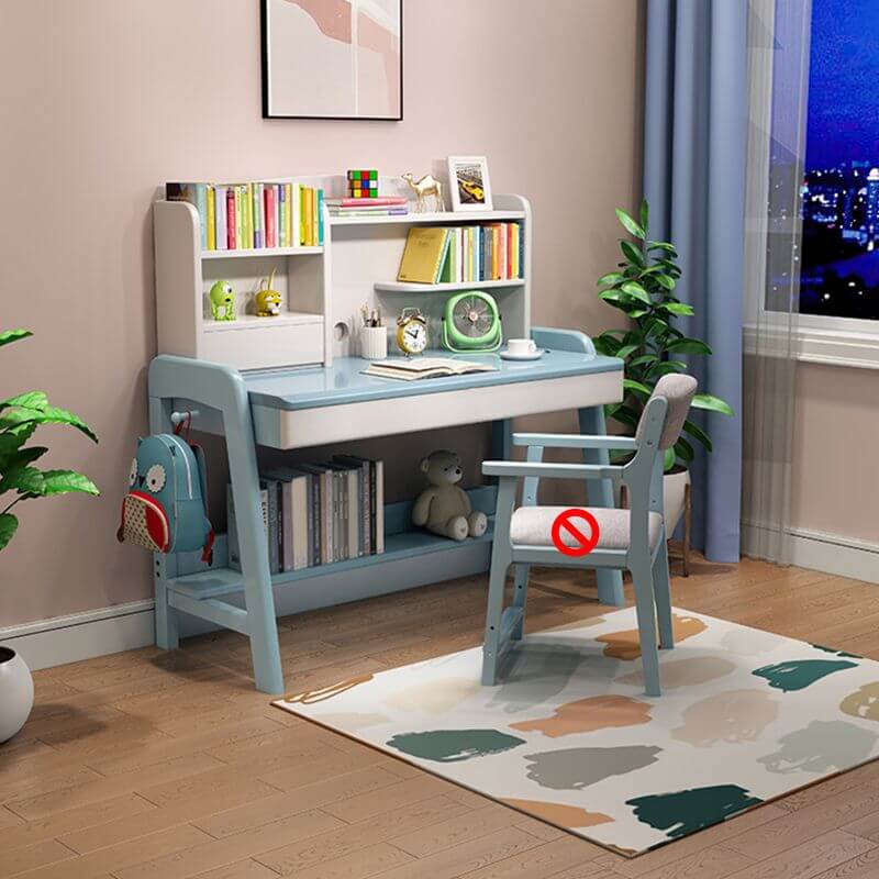 Height-Adjustable Children's Desk with Storage Shelves and Drawers