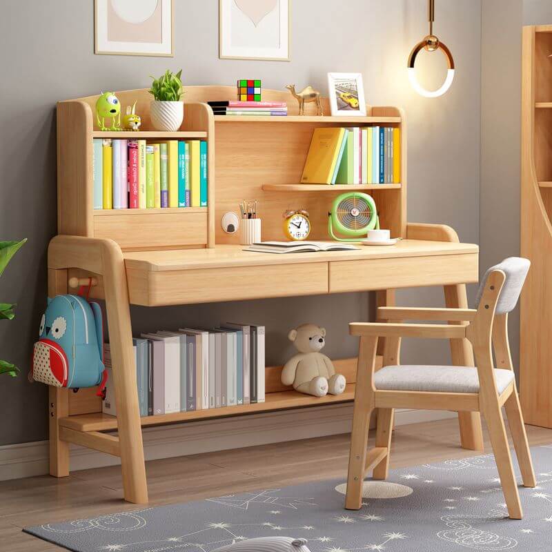 Height-Adjustable Children's Desk with Storage Shelves and Drawers Main Product Image