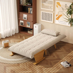 Hompkin 3-in-1 Cotton-Linen Folding Sofa Bed with Light Wood Accents