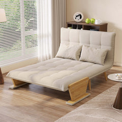 Hompkin 3-in-1 Cotton-Linen Folding Sofa Bed with Light Wood Accents Main Product Image