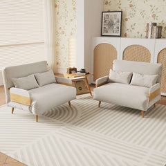 Hompkin 3-in-1 Linen & Chenille Folding Sofa Bed with Solid Wood Frame