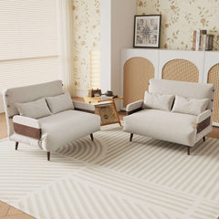 Hompkin 3-in-1 Linen & Chenille Folding Sofa Bed with Solid Wood Frame