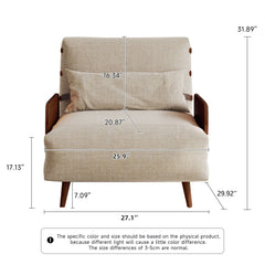 Hompkin 3-in-1 Linen & Chenille Folding Sofa Bed with Solid Wood Frame