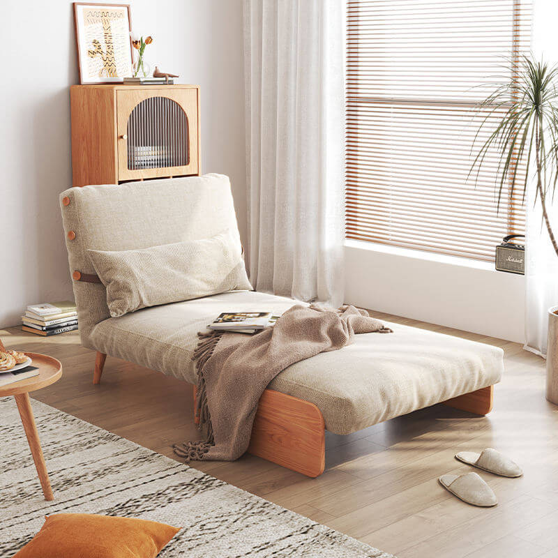 Hompkin 3-in-1 Linen & Chenille Folding Sofa Bed with Solid Wood Frame