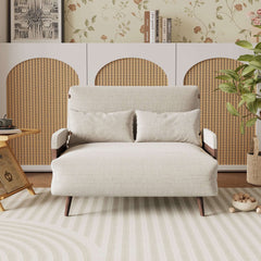 Hompkin 3-in-1 Linen & Chenille Folding Sofa Bed with Solid Wood Frame