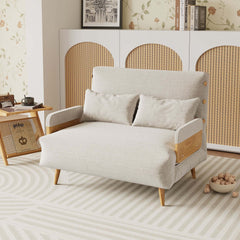 Hompkin 3-in-1 Linen & Chenille Folding Sofa Bed with Solid Wood Frame