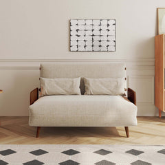 Hompkin 3-in-1 Linen & Chenille Folding Sofa Bed with Solid Wood Frame