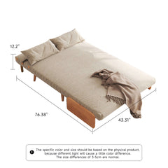 Hompkin 3-in-1 Linen & Chenille Folding Sofa Bed with Solid Wood Frame