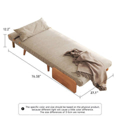 Hompkin 3-in-1 Linen & Chenille Folding Sofa Bed with Solid Wood Frame