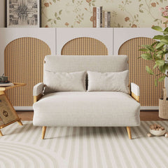 Hompkin 3-in-1 Linen & Chenille Folding Sofa Bed with Solid Wood Frame