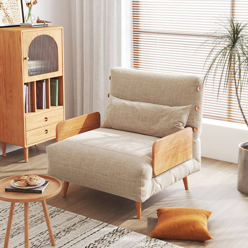 Hompkin 3-in-1 Linen & Chenille Folding Sofa Bed with Solid Wood Frame Main Product Image