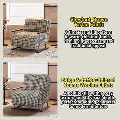 Hompkin 4-in-1 Mid-Century Modern Tartan Sleeper Chair with Steel Frame