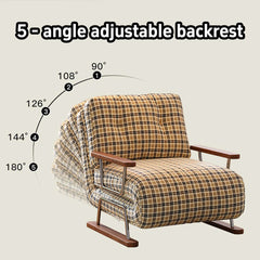 Hompkin 4-in-1 Mid-Century Modern Tartan Sleeper Chair with Steel Frame