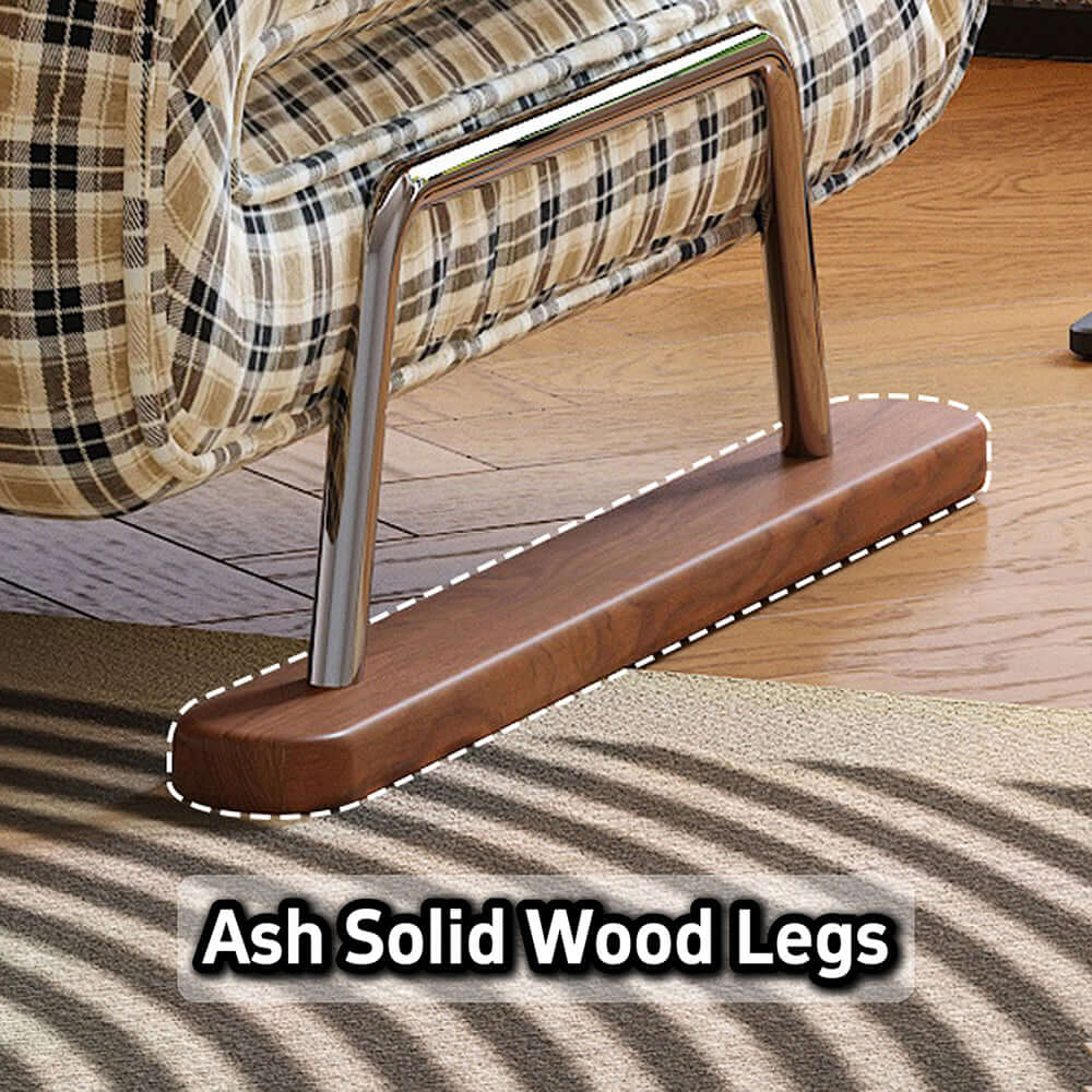 Hompkin 4-in-1 Mid-Century Modern Tartan Sleeper Chair with Steel Frame