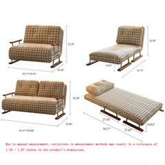 Hompkin 4-in-1 Mid-Century Modern Tartan Sleeper Chair with Steel Frame