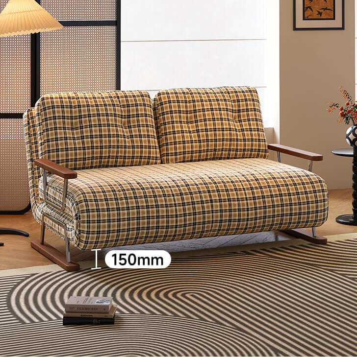 Hompkin 4-in-1 Mid-Century Modern Tartan Sleeper Chair with Steel Frame