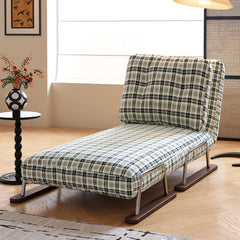 Hompkin 4-in-1 Mid-Century Modern Tartan Sleeper Chair with Steel Frame