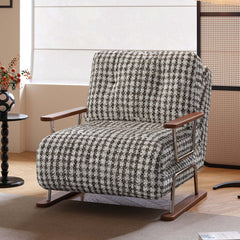 Hompkin 4-in-1 Mid-Century Modern Tartan Sleeper Chair with Steel Frame