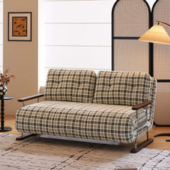 Hompkin 4-in-1 Mid-Century Modern Tartan Sleeper Chair with Steel Frame