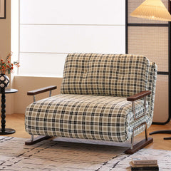 Hompkin 4-in-1 Mid-Century Modern Tartan Sleeper Chair with Steel Frame