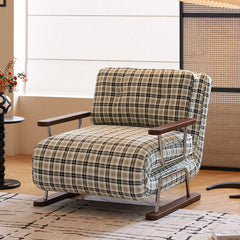 Hompkin 4-in-1 Mid-Century Modern Tartan Sleeper Chair with Steel Frame Main Product Image