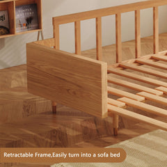 Hompkin 82.68" Modern Japandi Solid Wood Retractable Sofa Bed