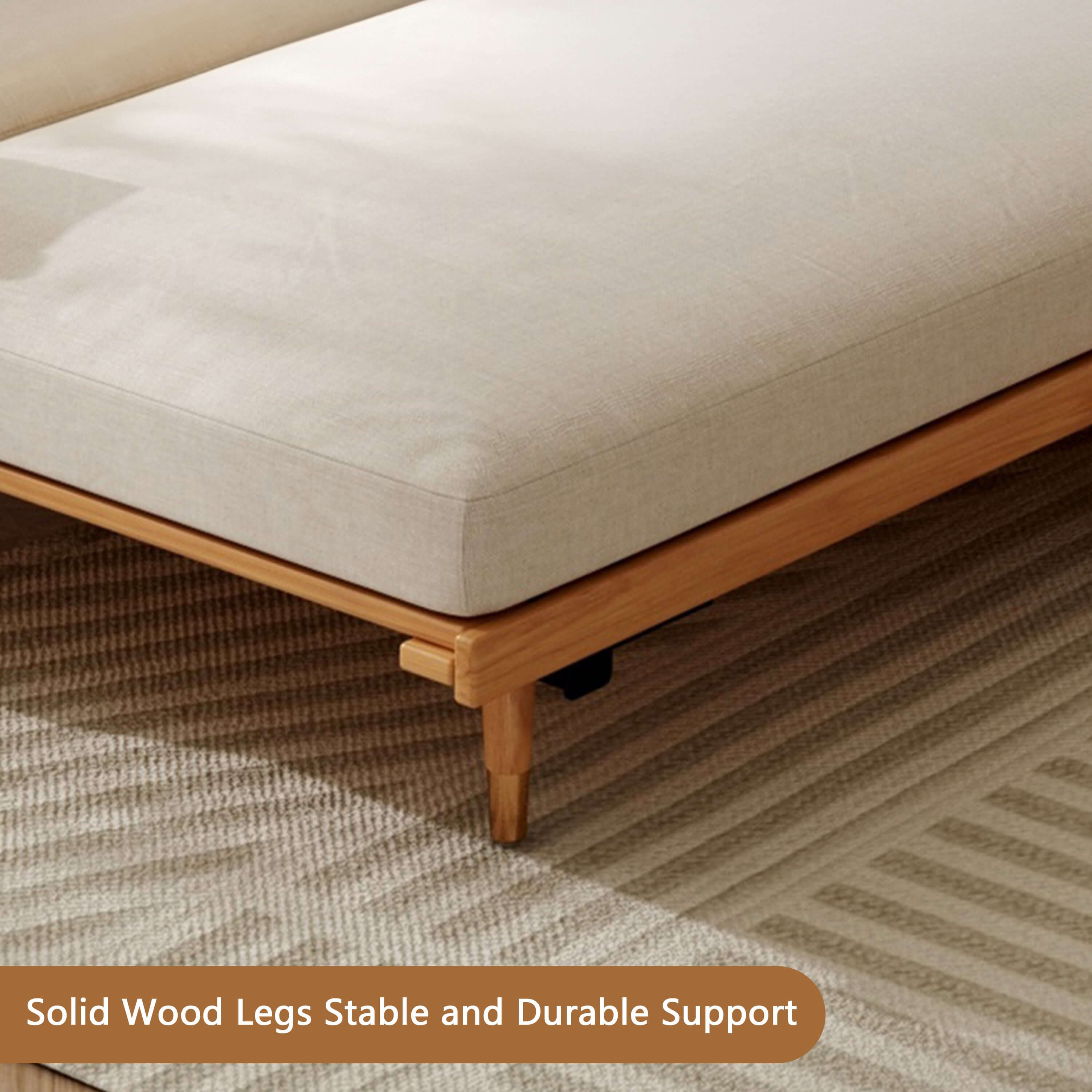 Hompkin 82.68" Modern Japandi Solid Wood Retractable Sofa Bed