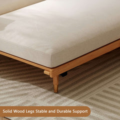 Hompkin 82.68" Modern Japandi Solid Wood Retractable Sofa Bed