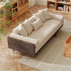Hompkin 82.68" Modern Japandi Solid Wood Retractable Sofa Bed