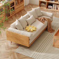 Hompkin 82.68" Modern Japandi Solid Wood Retractable Sofa Bed