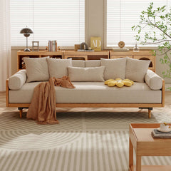 Hompkin 82.68" Modern Japandi Solid Wood Retractable Sofa Bed