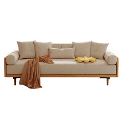Hompkin 82.68" Modern Japandi Solid Wood Retractable Sofa Bed
