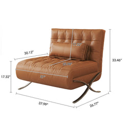 Hompkin Barcelona-Style Convertible Faux Leather Sofa Chair