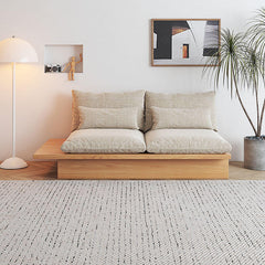 Hompkin Beige Cotton Linen 1-3 Seat Sofa with Wooden Frame and Underseat Storage