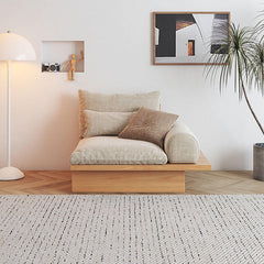 Hompkin Beige Cotton Linen 1-3 Seat Sofa with Wooden Frame and Underseat Storage