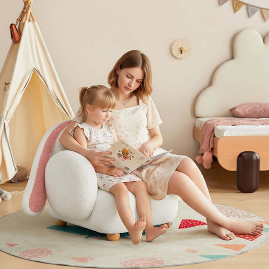 Hompkin Bunny Kids Sofa Chair in Teddy Fleece – Modern Cartoon Toddler Couch