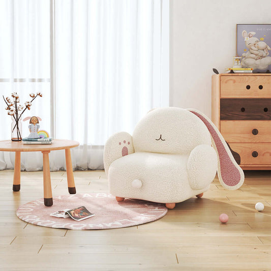 Hompkin Bunny Kids Sofa Chair in Teddy Fleece – Modern Cartoon Toddler Couch Main Product Image