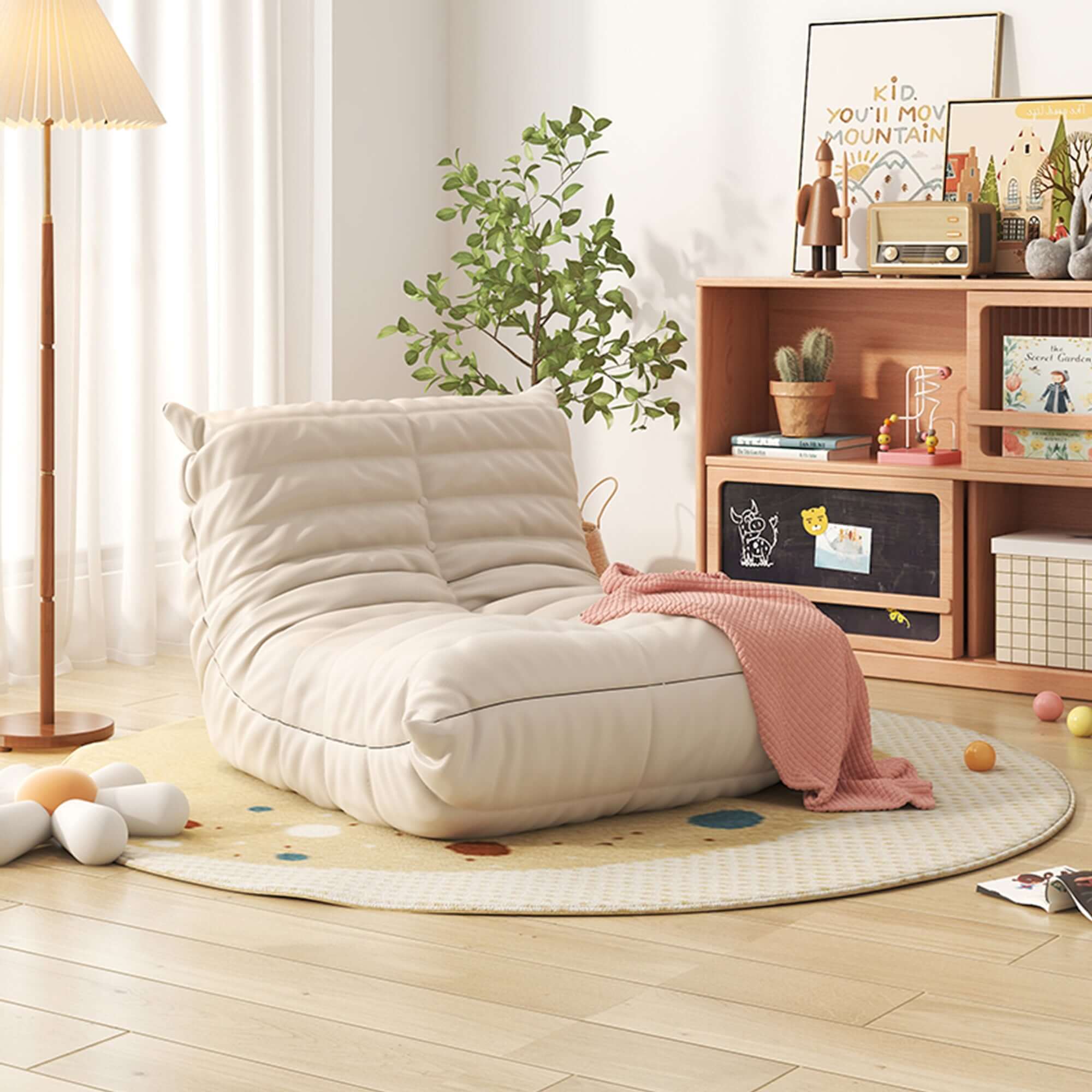 Hompkin Caterpillar Kids Sofa – Soft Technology Leather and Velvet Children's Lounge Seat