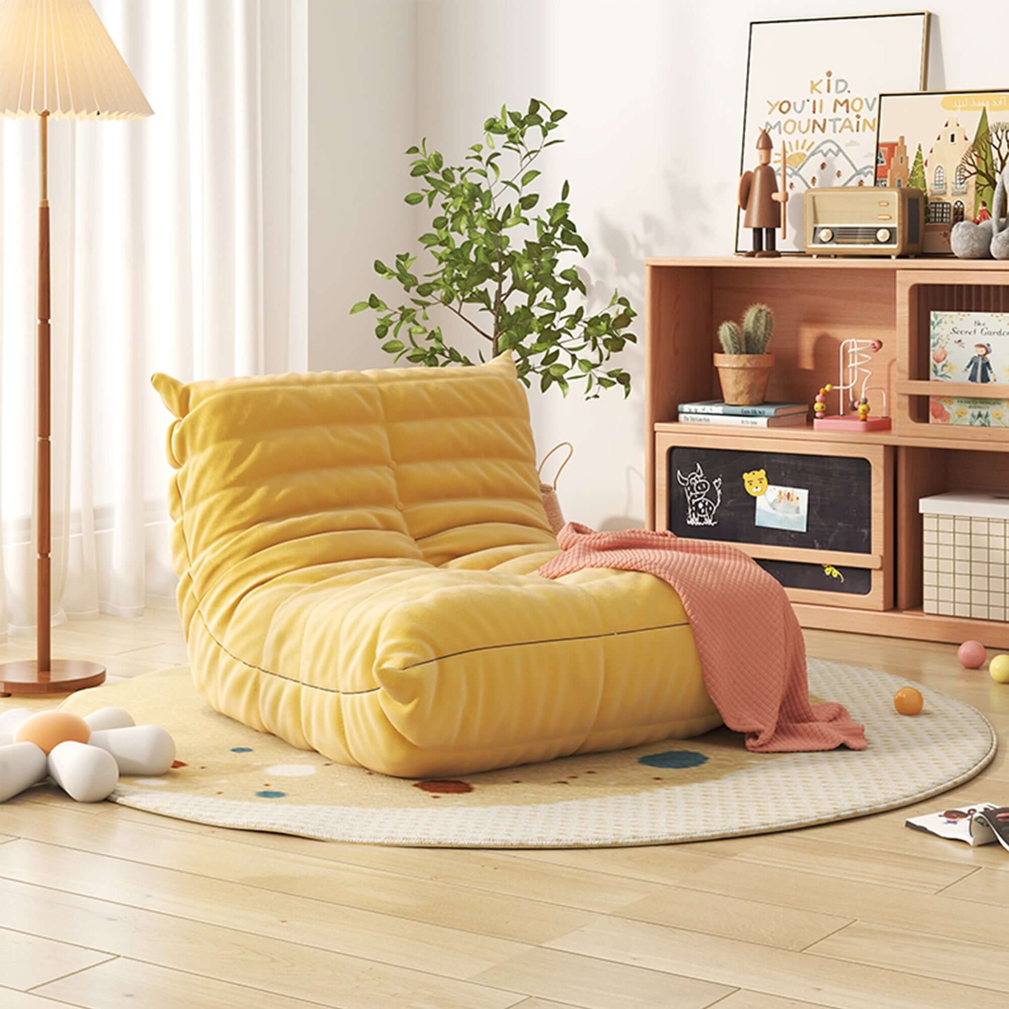 Hompkin Caterpillar Kids Sofa – Soft Technology Leather and Velvet Children's Lounge Seat Main Product Image