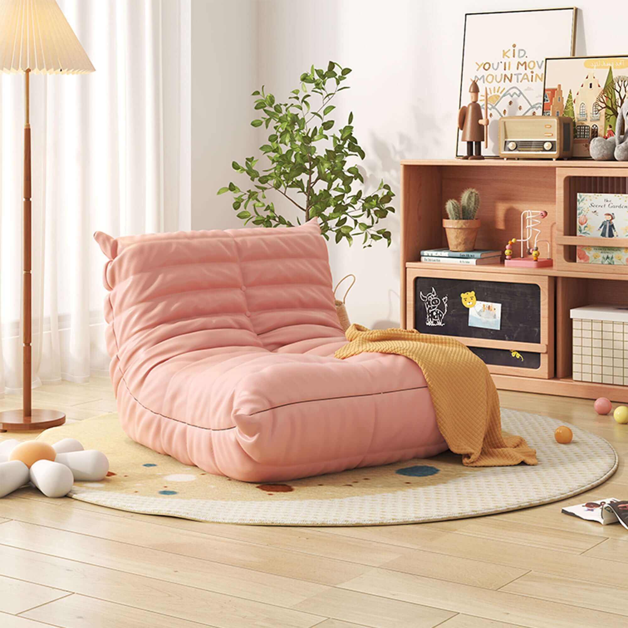 Hompkin Caterpillar Kids Sofa – Soft Technology Leather and Velvet Children's Lounge Seat